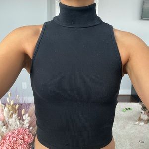 Zara black high neck tank top, cropped